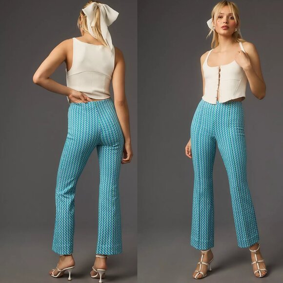 Anthropologie Pants - Anthropologie The Margot Kick-Flare Cropped Pants by Maeve SIZE S blue n…